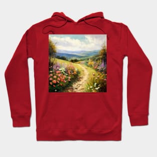 Flowering picture of a path in a field Hoodie